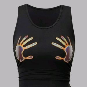 90s hand print drawstring tank top